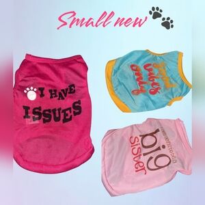 NWT Set of Three Dog Shirts - Pink, Blue, and Pink